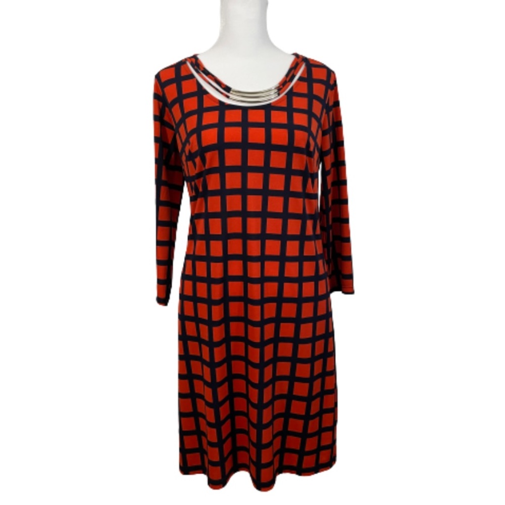 En Focus Studio Orange Navy Blue Career Dress Size 6